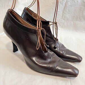 Vintage Giorgio Armani high heel oxford 41.5 US 11 brown leather lace up pointed